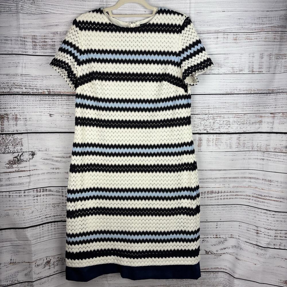 Lauren Ralph Lauren LRL Womens Blue‎ White Crochet Shift Dress SIZE 14